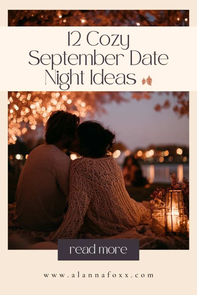 Couple stargazing on a picnic blanket during a cozy September night under the stars.